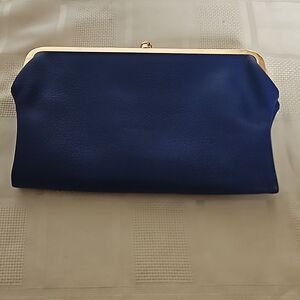 Ampere Creations Vegan Leather Clutch Purse Royal Blue & Gold